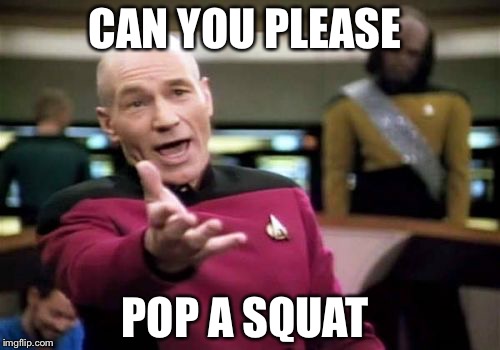 Picard Wtf Meme | CAN YOU PLEASE; POP A SQUAT | image tagged in memes,picard wtf | made w/ Imgflip meme maker