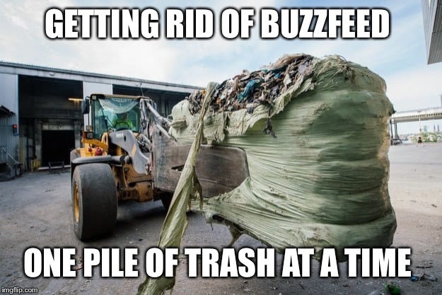 GETTING RID OF BUZZFEED; ONE PILE OF TRASH AT A TIME | image tagged in trash | made w/ Imgflip meme maker