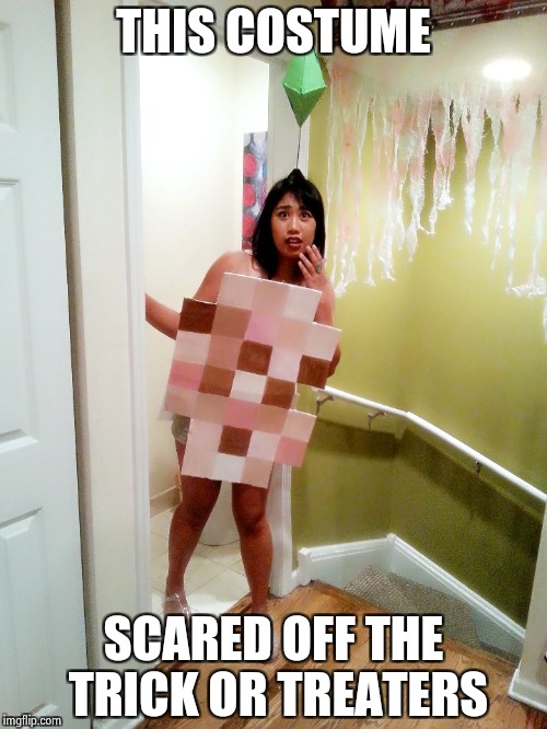 There are still "Sims" fans out there |  THIS COSTUME; SCARED OFF THE TRICK OR TREATERS | image tagged in the sims,halloween,scary,and at this point i am to afraid to ask | made w/ Imgflip meme maker