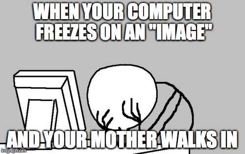 Computer Guy Facepalm Meme | WHEN YOUR COMPUTER FREEZES ON AN "IMAGE"; AND YOUR MOTHER WALKS IN | image tagged in memes,computer guy facepalm | made w/ Imgflip meme maker