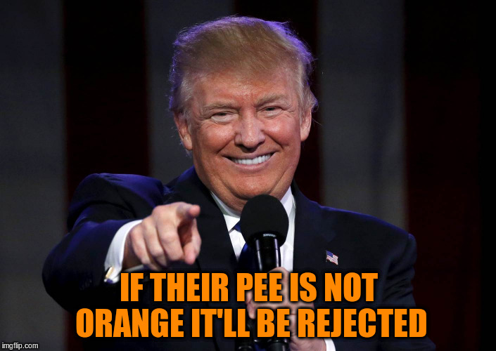 IF THEIR PEE IS NOT ORANGE IT'LL BE REJECTED | made w/ Imgflip meme maker