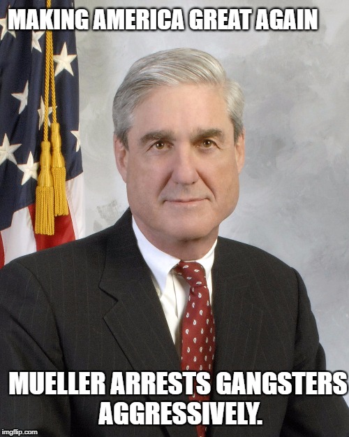 MuellerTimeII | MAKING AMERICA GREAT AGAIN; MUELLER ARRESTS GANGSTERS AGGRESSIVELY. | image tagged in muellertimeii,robert mueller,maga,manafort | made w/ Imgflip meme maker