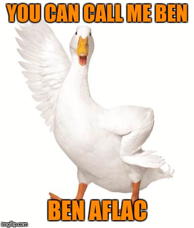 aflac duck | YOU CAN CALL ME BEN; BEN AFLAC | image tagged in aflac duck | made w/ Imgflip meme maker