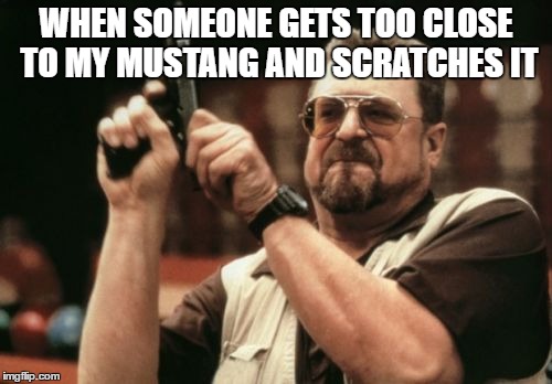 Am I The Only One Around Here | WHEN SOMEONE GETS TOO CLOSE TO MY MUSTANG AND SCRATCHES IT | image tagged in memes,am i the only one around here | made w/ Imgflip meme maker