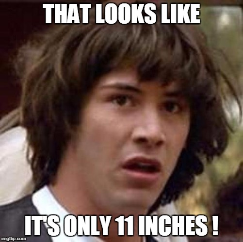 Conspiracy Keanu Meme | THAT LOOKS LIKE IT'S ONLY 11 INCHES ! | image tagged in memes,conspiracy keanu | made w/ Imgflip meme maker