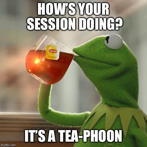 But That's None Of My Business Meme | HOW’S YOUR SESSION DOING? IT’S A TEA-PHOON | image tagged in memes,but thats none of my business,kermit the frog | made w/ Imgflip meme maker