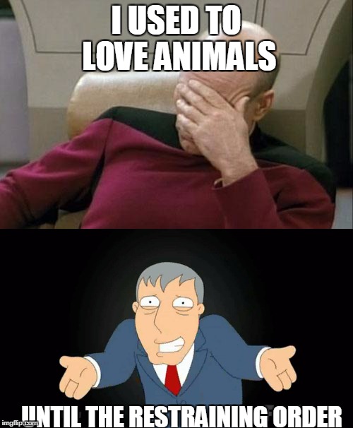 Some still call me | I USED TO LOVE ANIMALS; UNTIL THE RESTRAINING ORDER | image tagged in memes | made w/ Imgflip meme maker