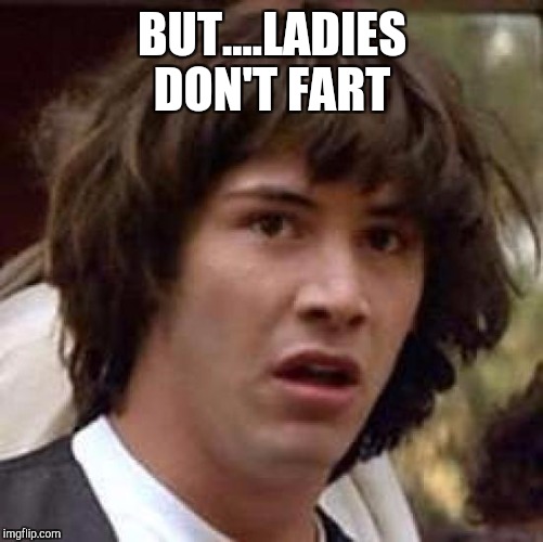 Conspiracy Keanu Meme | BUT....LADIES DON'T FART | image tagged in memes,conspiracy keanu | made w/ Imgflip meme maker