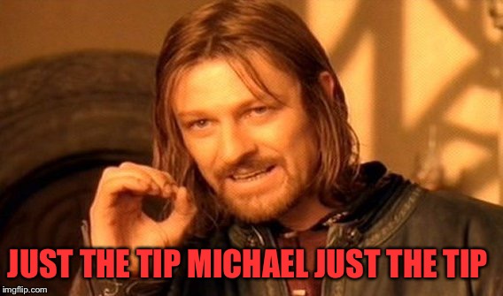 One Does Not Simply Meme | JUST THE TIP MICHAEL JUST THE TIP | image tagged in memes,one does not simply | made w/ Imgflip meme maker