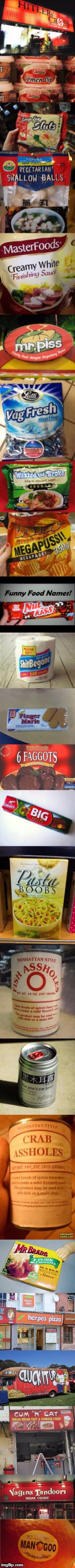 Funny Food and Restaurant names | image tagged in funny food names,funny,funny names,funny food,balls | made w/ Imgflip meme maker