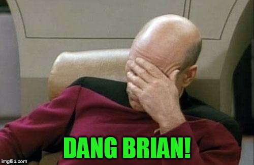 Captain Picard Facepalm Meme | DANG BRIAN! | image tagged in memes,captain picard facepalm | made w/ Imgflip meme maker