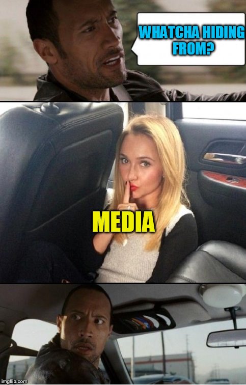 Rock driving TammyFaye | WHATCHA HIDING FROM? MEDIA | image tagged in rock driving tammyfaye | made w/ Imgflip meme maker