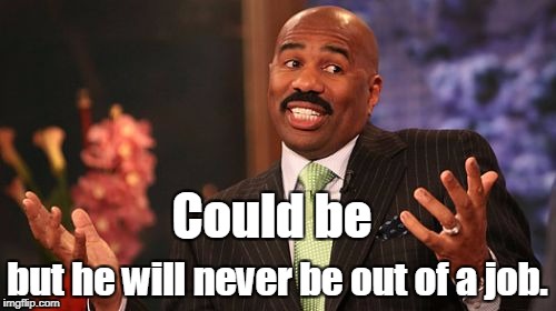 Steve Harvey Meme | Could be but he will never be out of a job. | image tagged in memes,steve harvey | made w/ Imgflip meme maker