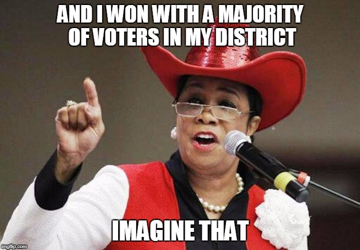 AND I WON WITH A MAJORITY OF VOTERS IN MY DISTRICT IMAGINE THAT | made w/ Imgflip meme maker