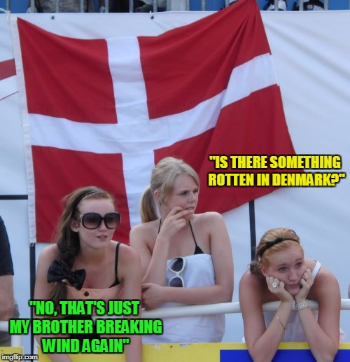 "IS THERE SOMETHING ROTTEN IN DENMARK?" "NO, THAT'S JUST MY BROTHER BREAKING WIND AGAIN" | made w/ Imgflip meme maker