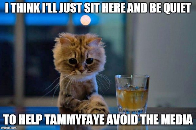 I THINK I'LL JUST SIT HERE AND BE QUIET TO HELP TAMMYFAYE AVOID THE MEDIA | made w/ Imgflip meme maker