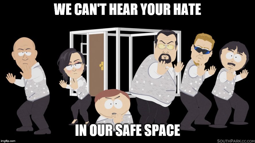 WE CAN'T HEAR YOUR HATE IN OUR SAFE SPACE | made w/ Imgflip meme maker