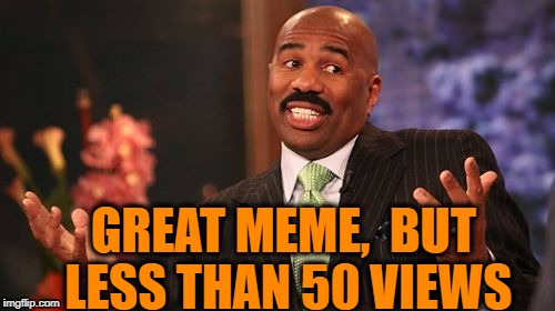 Steve Harvey Meme | GREAT MEME,  BUT LESS THAN 50 VIEWS | image tagged in memes,steve harvey | made w/ Imgflip meme maker