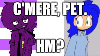 C'MERE, PET. HM? | image tagged in huh | made w/ Imgflip meme maker
