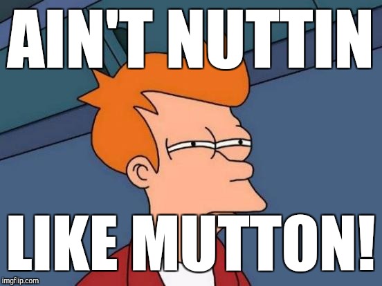 Futurama Fry Meme | AIN'T NUTTIN LIKE MUTTON! | image tagged in memes,futurama fry | made w/ Imgflip meme maker