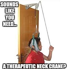 SOUNDS LIKE YOU NEED... A THERAPEUTIC NECK CRANE? | made w/ Imgflip meme maker