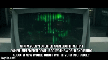 arnim zola explains algorithms to Captain America! and boy it doesn't