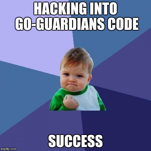 Success Kid | HACKING INTO GO-GUARDIANS CODE; SUCCESS | image tagged in memes,success kid | made w/ Imgflip meme maker