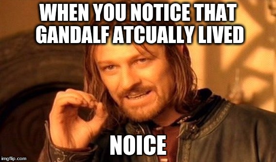 Noice | WHEN YOU NOTICE THAT GANDALF ATCUALLY LIVED; NOICE | image tagged in memes | made w/ Imgflip meme maker