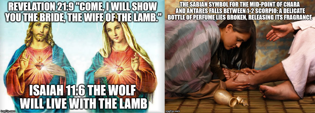 The bride of the Lamb | image tagged in jesus christ,mary magdalene,perfume,astrology | made w/ Imgflip meme maker