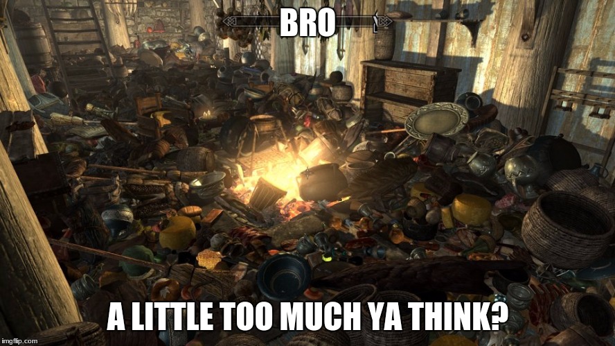 BRO; A LITTLE TOO MUCH YA THINK? | image tagged in messy house | made w/ Imgflip meme maker