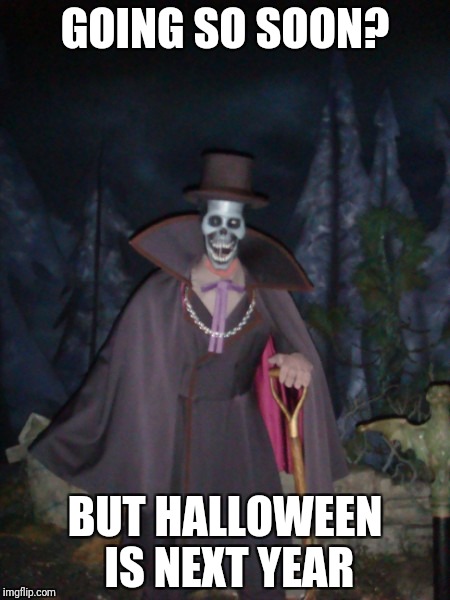GOING SO SOON? BUT HALLOWEEN IS NEXT YEAR | image tagged in going so soon | made w/ Imgflip meme maker