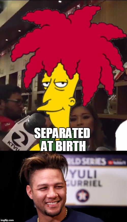 sideshow bob wins world series | SEPARATED AT BIRTH | image tagged in separated at birth | made w/ Imgflip meme maker