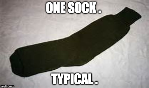 ONE SOCK . TYPICAL . | image tagged in sock | made w/ Imgflip meme maker