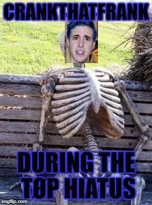 Waiting Skeleton Meme | CRANKTHATFRANK; DURING THE TØP HIATUS | image tagged in memes,waiting skeleton | made w/ Imgflip meme maker