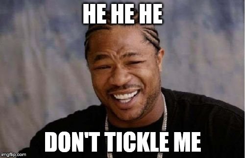 Yo Dawg Heard You Meme | HE HE HE; DON'T TICKLE ME | image tagged in memes,yo dawg heard you | made w/ Imgflip meme maker