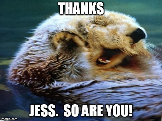 THANKS JESS.  SO ARE YOU! | made w/ Imgflip meme maker