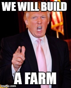 Donald Trump | WE WILL BUILD; A FARM | image tagged in donald trump | made w/ Imgflip meme maker