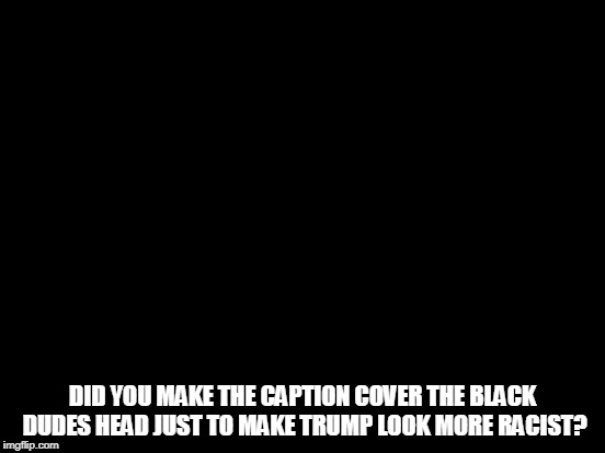Futurama Fry Meme | DID YOU MAKE THE CAPTION COVER THE BLACK DUDES HEAD JUST TO MAKE TRUMP LOOK MORE RACIST? | image tagged in memes,futurama fry | made w/ Imgflip meme maker