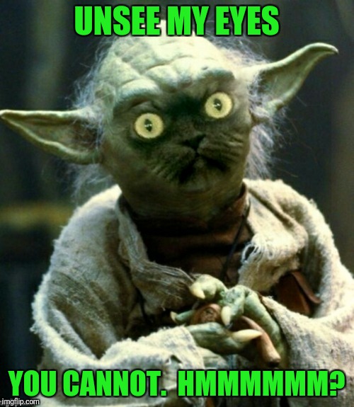 Star Wars Yoda Cat.  You should hear his hiss.... | UNSEE MY EYES; YOU CANNOT.  HMMMMMM? | image tagged in star wars yoda,cats,yoda cat,hiss | made w/ Imgflip meme maker