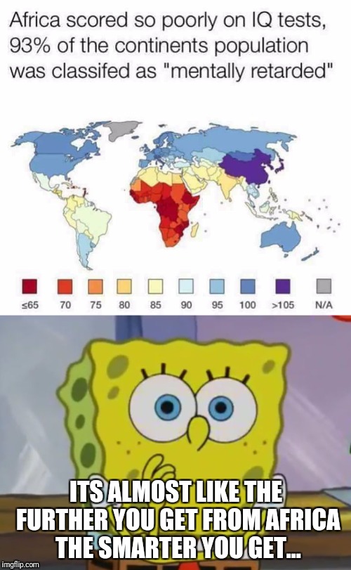 ITS ALMOST LIKE THE FURTHER YOU GET FROM AFRICA THE SMARTER YOU GET... | made w/ Imgflip meme maker