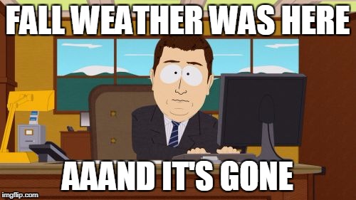 Aaaaand Its Gone Meme | FALL WEATHER WAS HERE AAAND IT'S GONE | image tagged in memes,aaaaand its gone | made w/ Imgflip meme maker