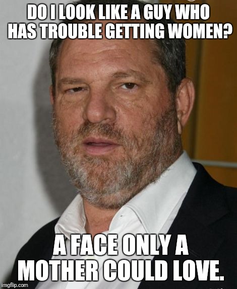 harvey weinstein | DO I LOOK LIKE A GUY WHO HAS TROUBLE GETTING WOMEN? A FACE ONLY A MOTHER COULD LOVE. | image tagged in harvey weinstein | made w/ Imgflip meme maker