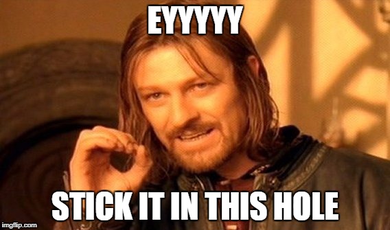 One Does Not Simply | EYYYYY; STICK IT IN THIS HOLE | image tagged in memes,one does not simply | made w/ Imgflip meme maker