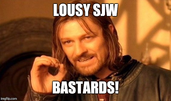 One Does Not Simply Meme | LOUSY SJW BASTARDS! | image tagged in memes,one does not simply | made w/ Imgflip meme maker