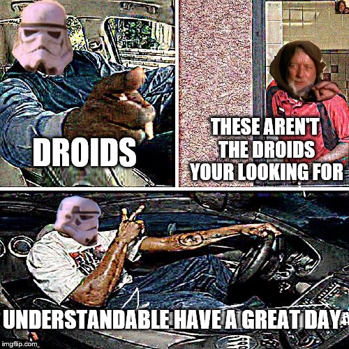 Understandable, have a great day | THESE AREN'T THE DROIDS YOUR LOOKING FOR; DROIDS; UNDERSTANDABLE HAVE A GREAT DAY | image tagged in understandable have a great day | made w/ Imgflip meme maker