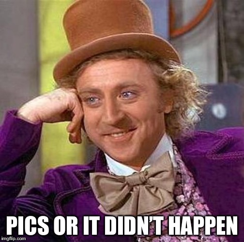 Creepy Condescending Wonka Meme | PICS OR IT DIDN’T HAPPEN | image tagged in memes,creepy condescending wonka | made w/ Imgflip meme maker