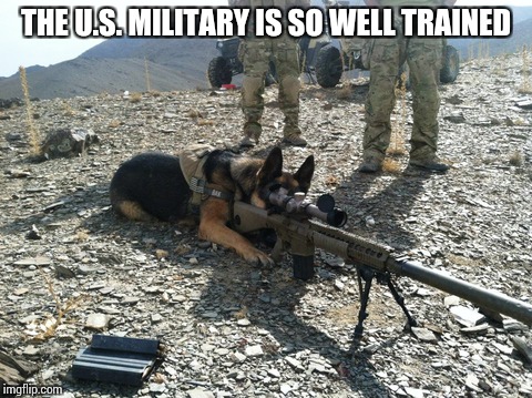 Military Week - A Chad-, SpursFanFromAround, DashHopes, and JBmemegeek event | THE U.S. MILITARY IS SO WELL TRAINED | image tagged in military week,chad-,spursfanfromaround,dashhopes,jbmemegeek,pipe_picasso | made w/ Imgflip meme maker