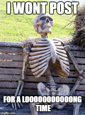 Waiting Skeleton Meme | I WONT POST FOR A LOOOOOOOOOOONG TIME | image tagged in memes,waiting skeleton | made w/ Imgflip meme maker