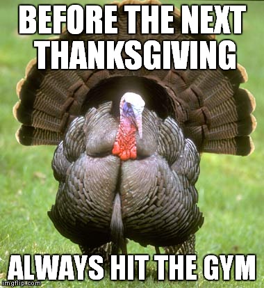 Turkey | BEFORE THE NEXT THANKSGIVING; ALWAYS HIT THE GYM | image tagged in memes,turkey | made w/ Imgflip meme maker