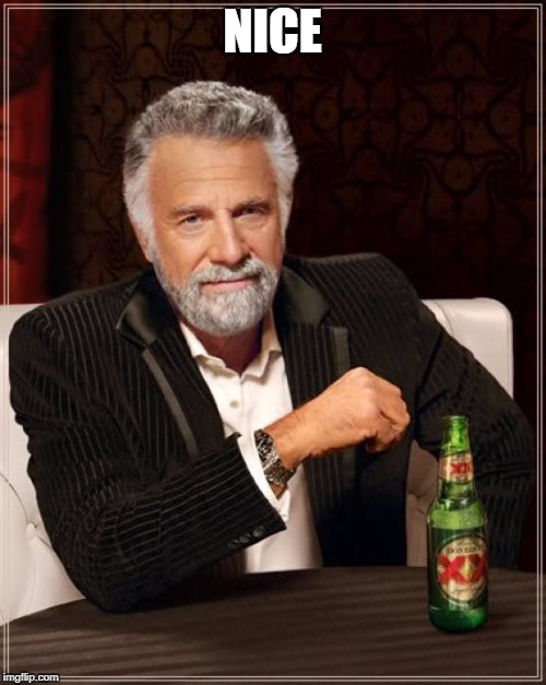 The Most Interesting Man In The World Meme | NICE | image tagged in memes,the most interesting man in the world | made w/ Imgflip meme maker